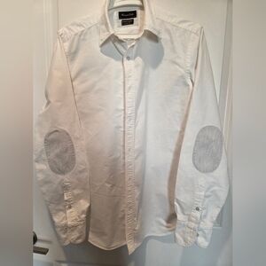 Massimo Dutti Cream Shirt with Gray Elbow Patches